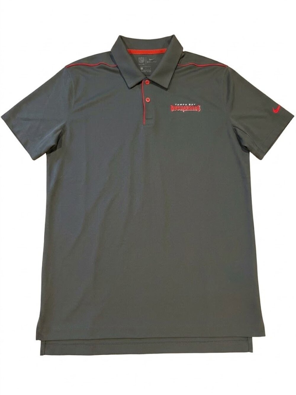 Tampa Bay Buccaneers Nike Dri-FIT Polo Men's Large NFL Gray Embroidered Shirt